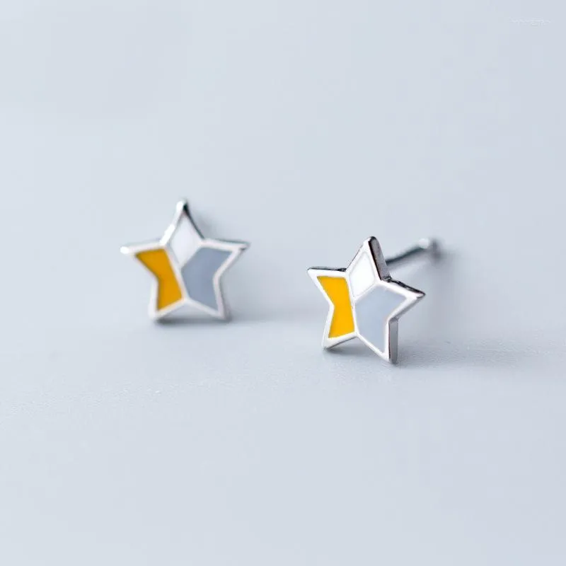 Boucles d'oreilles à tige MloveAcc Tiny 925 Sterling Silver Geometry Email Star pour la mode féminine S925