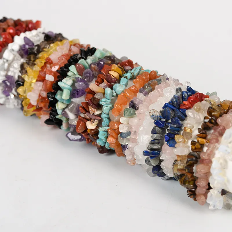 Amazon New Hot Selling Natural Crystal Mixed Irregular Gravel Bracelet Ladies Handmade Powder Crystal Bracelet for Womne