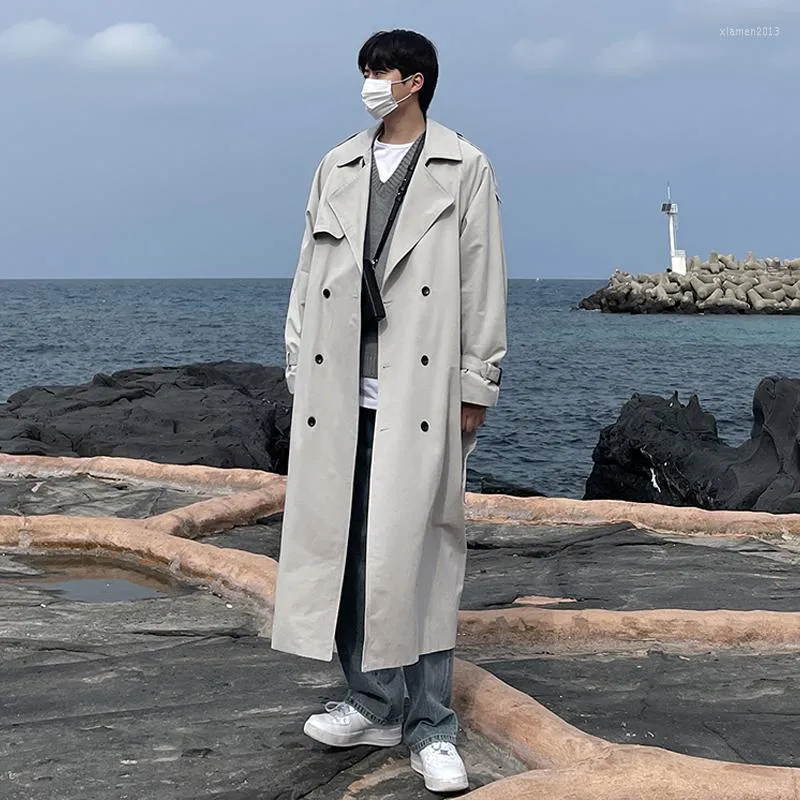 Korean Style Long Trench Men Super Long Over The Knee Windbreaker For Autumn Double Breasted Loose Fit For Youth And Handsome Males From Xiamen2013 29.73 DHgate.Com