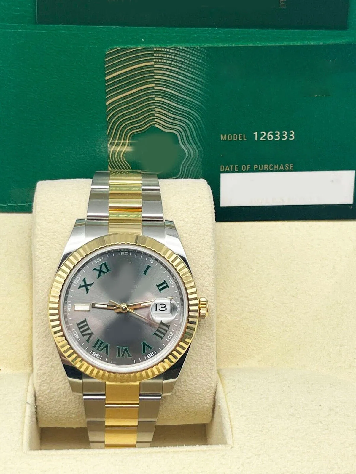 Luxury Watch Strap for Men 18K Yellow Gold Stainless Steel Automatic Waterproof Wimbledon Edition