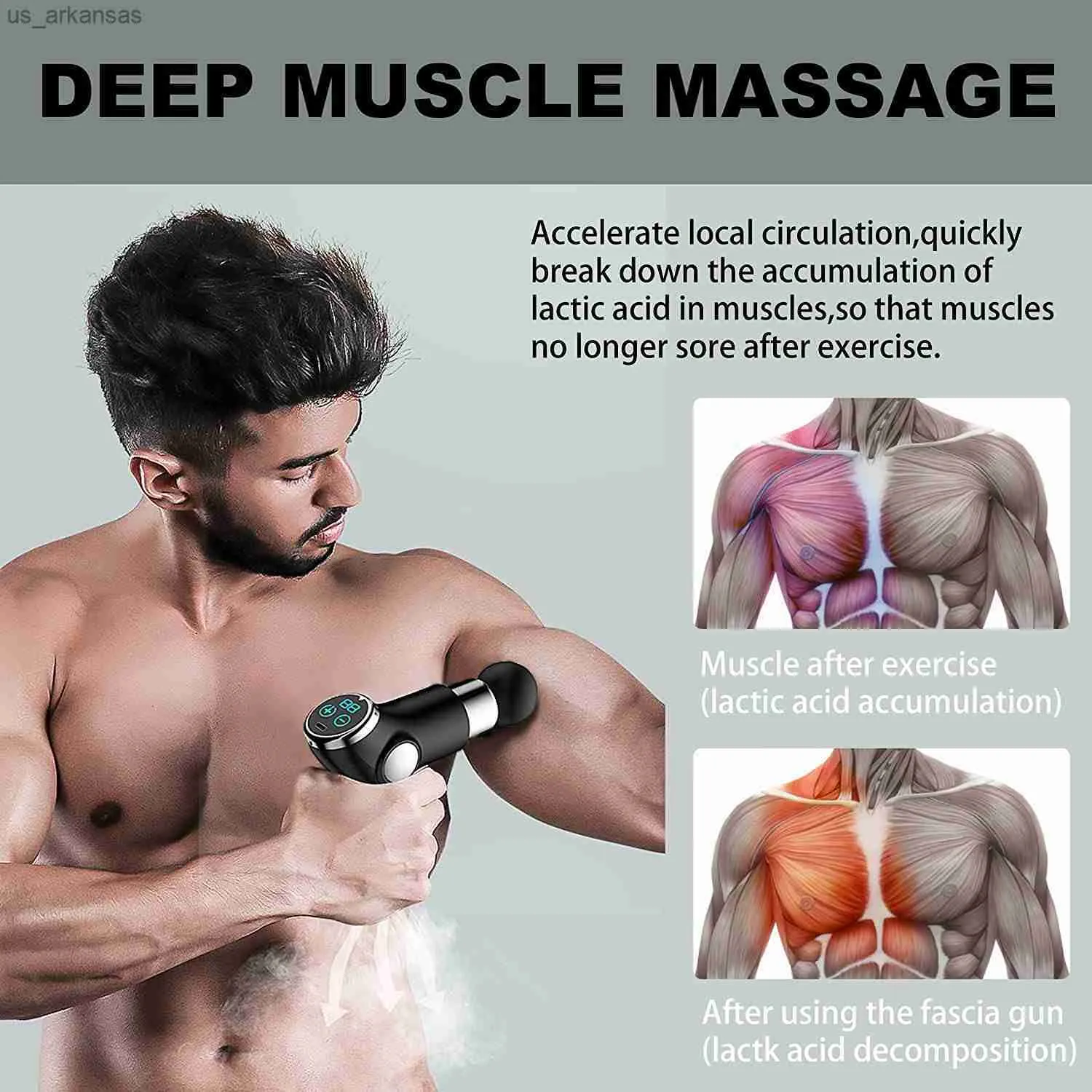Mini pistolet de massage LCD 32 vitesses affichage masseur massage musculaire profond vibrateur fascia pistolet pour massage du corps relaxation soulagement de la douleur L230523