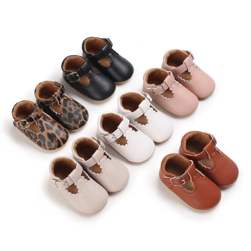 Newborn Baby Shoes Classic Leather Boy Girl Shoes Multicolor Toddler Rubber Sole Anti-slip First Walkers Infant Moccasins
