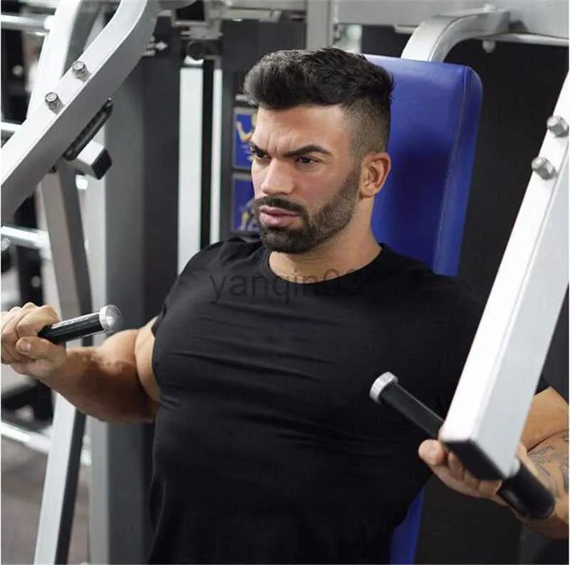 Mens Cotton Gym T Shirt Full Slim Fit Short Sleeve Running Tee For