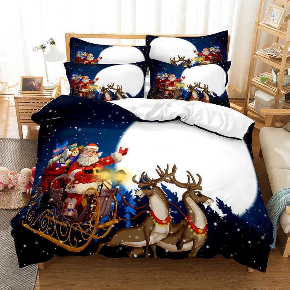 Beddengoed sets Kerstman Set Dekbedovertrek Holiday King Quilt Kerst Decoratieve Kinderkamer Hotelbed L221025