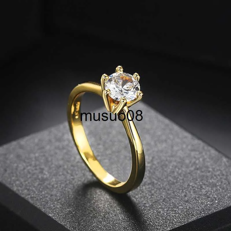 Anneaux de bande classique 1 bague de mariage en cristal pour les femmes zircone couleur or fiançailles anniversaire proposition bague de mariage bijoux R174 J230602