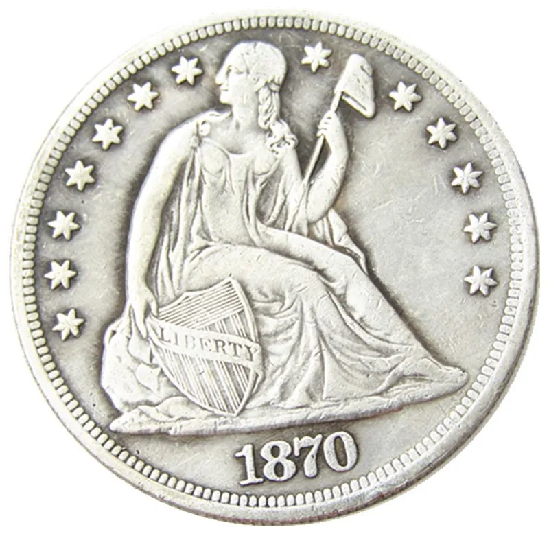 US 1870 P/CC/S Siedzący Liberty Dollar Silver Plated Copy Copy