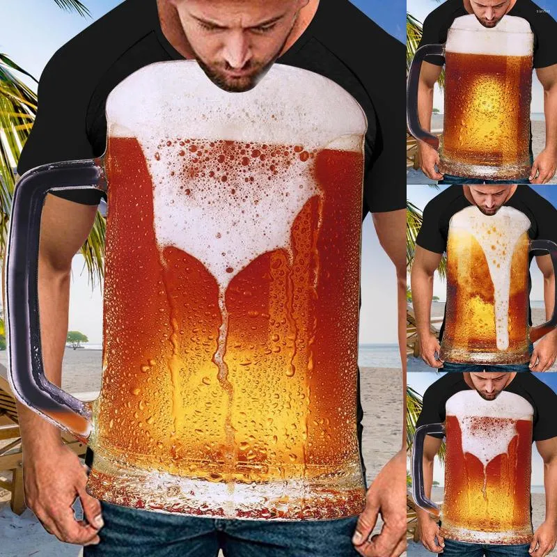 Erkek Tişörtleri Erkek Yaz Yaz Eğlenceli Bira Festivali Performans Giyim Kısa Kollu Top Erkekler Moda S Büyük ve Uzun