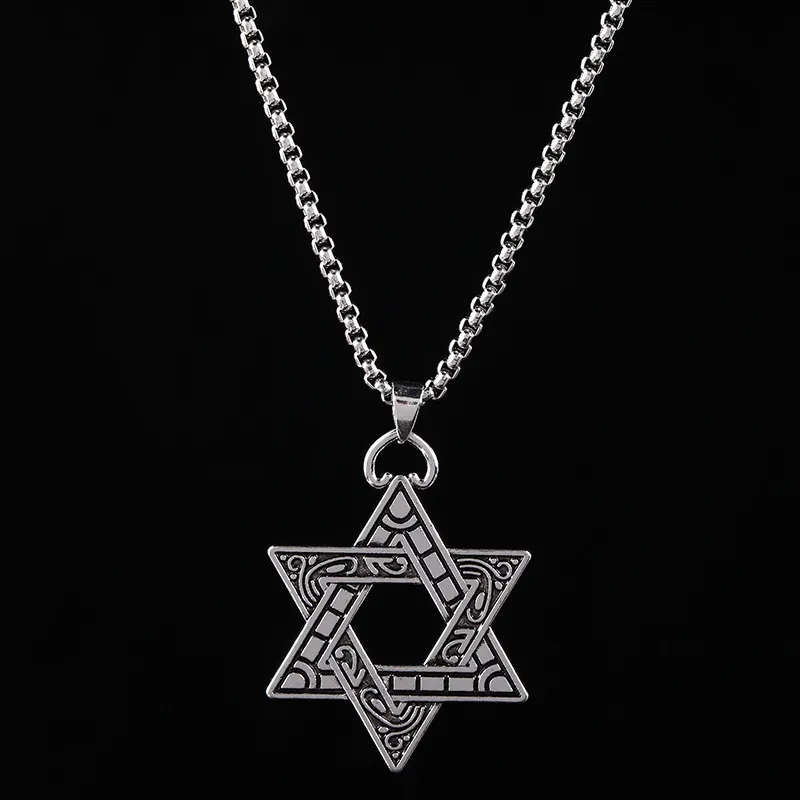 Nya hiphopvingar halsband europeiska och amerikanska ängelvingar hexagram halsband män och kvinnor par halsband