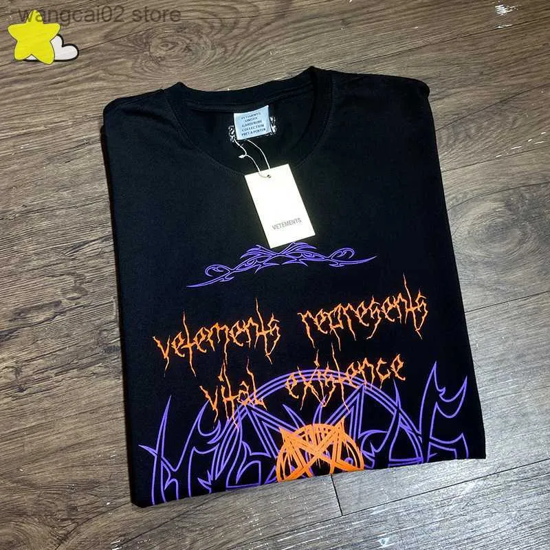 Erkek Tişörtler Günlük Moda Büyük Boy Vetements Tişört Erkek Giyim Gotik İlkbahar Yaz Siyah Basit Hip Hop Kadınlar VTM Üst Tees T230602