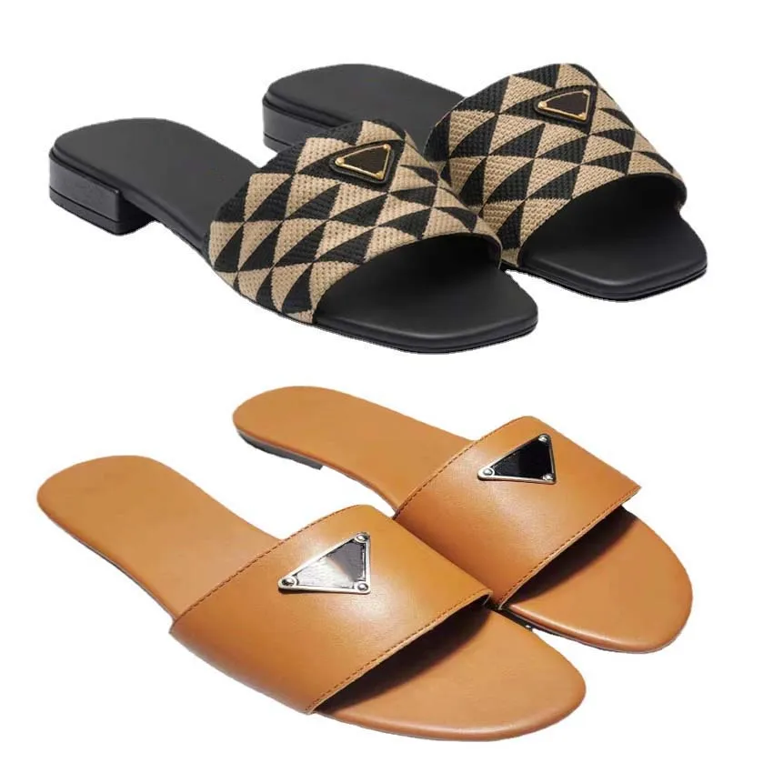 Tasarımcı Terlik Sandal Kadınlar Slaytlar Lüks Turuncu Oran Üçgen Deri Açık Moor Lefeters Slayt bayanlar Ayakkabı Plajı Prad Sandal Summer Orijinal Deri Slipper