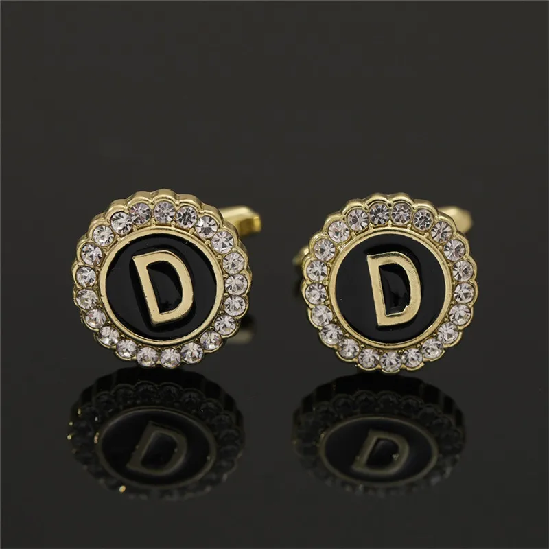 Paire De Boutons De Manchette En Métal Doré émaillé Avec Motif Couronne ER - Occasion Très Bon état