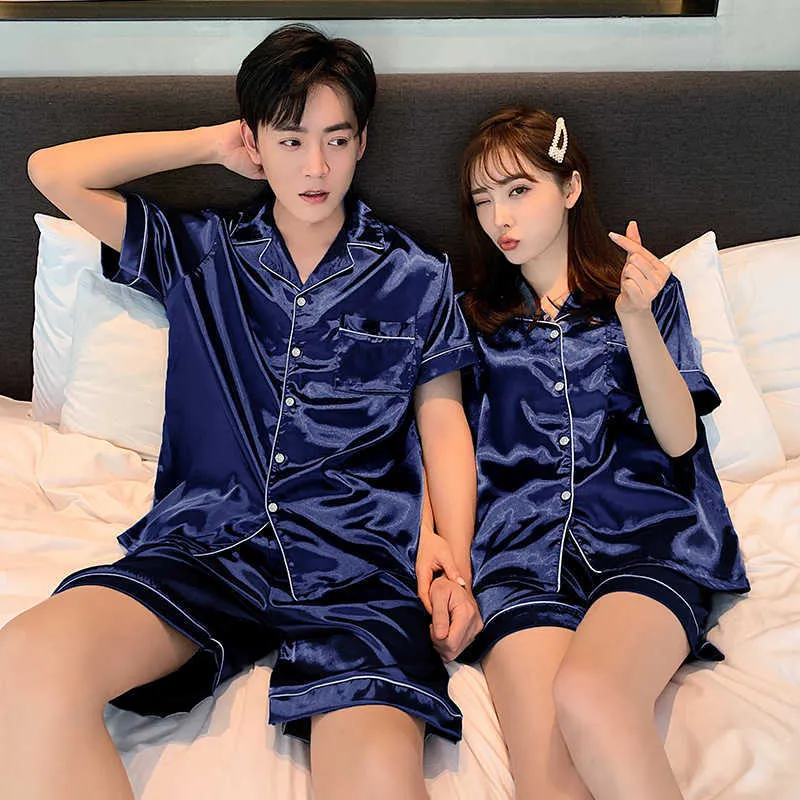 DHgate Sexy Pyjamas 2023 Lovers pajamas Couple pajamas women summer ice silk short sleeve thin men plus size home service suit J230601 Health Beauty