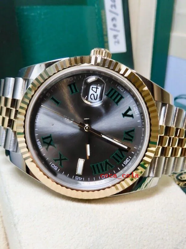 Ein Original 1 zu 1 neues Uhrenarmband Luxus-Armbanduhr 41 Wimbledon LNIB Full Links 126333 Uhrwerk 904l Automatik Herrenarmband wasserdichte Herrenuhren