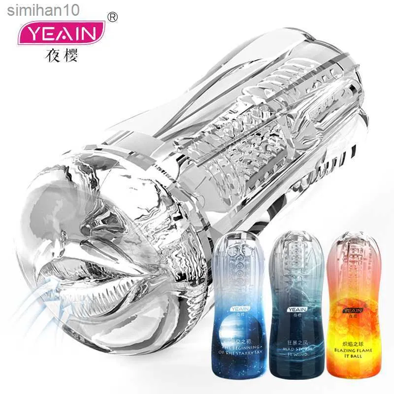 YEAIN Flesh Vibrating Light Massager Vagina Real Pussy Sex Masturbation Adult Toys Masturbator Cup For Men Silicone Product L230518