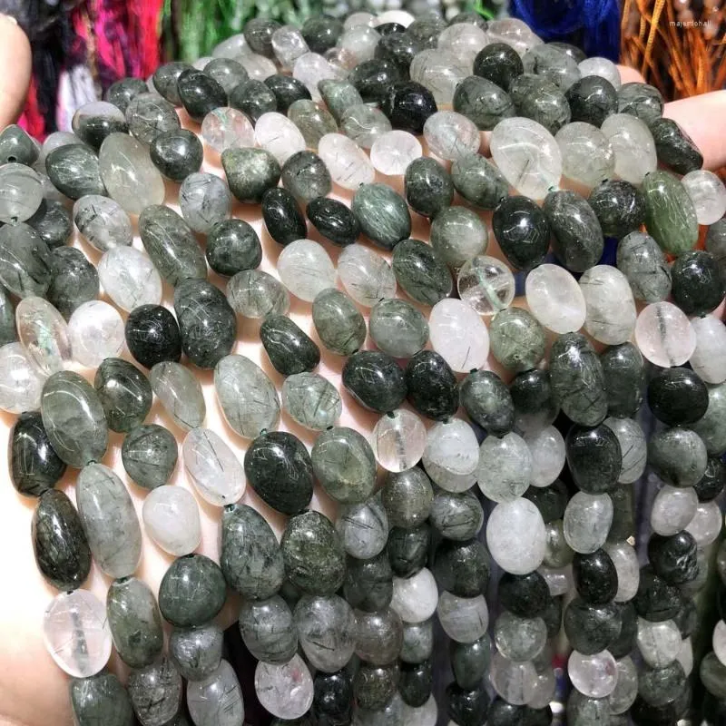 Contas Pedra Natural Verde Rutilado Quartzo Forma Irregular Frisado Para Fazer Jóias Colar DIY Acessórios Pulseira