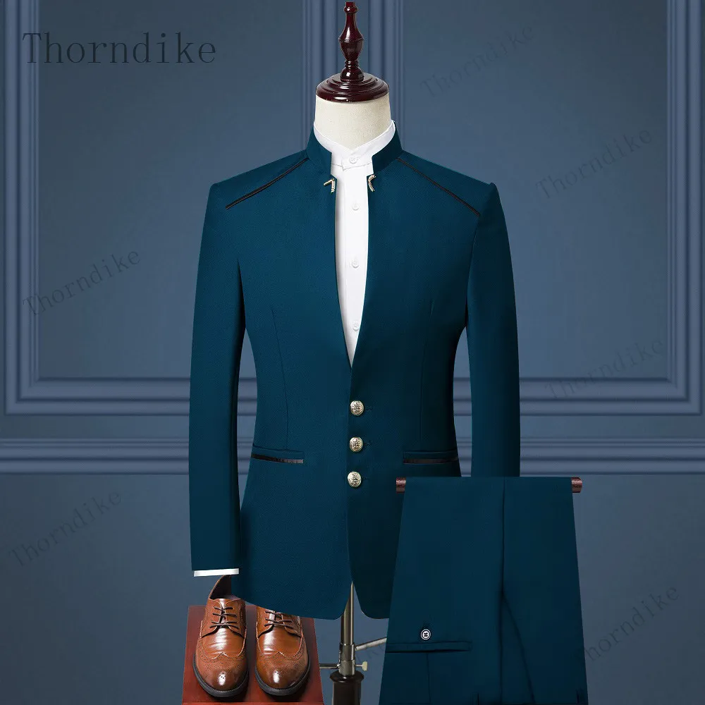 Trajes De Hombre Blazers Thorndike Traje De Hombre Estilo Chino Stand
