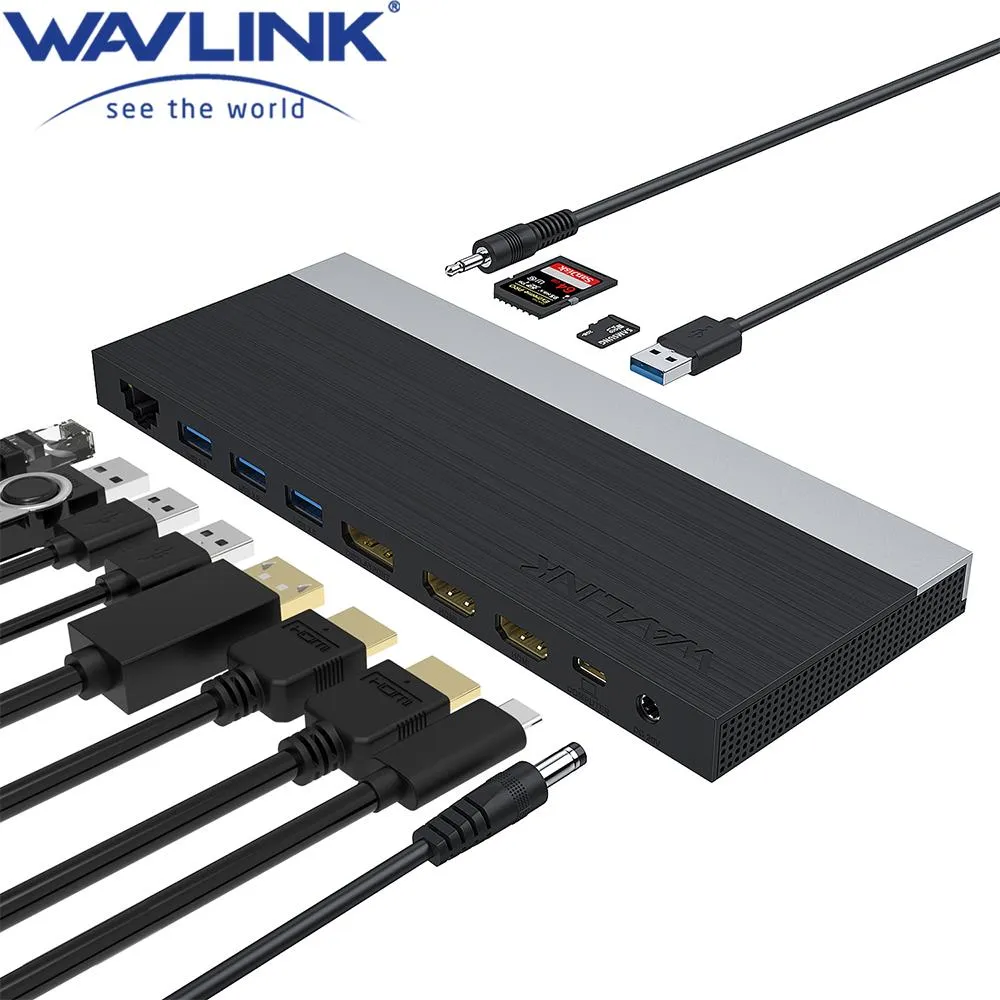 Станции USBC Triple Display MST Ноутбук Docking Startport Hdmiport 4K/60 Гц USB 3.0 RJ45 Ethernet для Mac OS Windows Wavlink