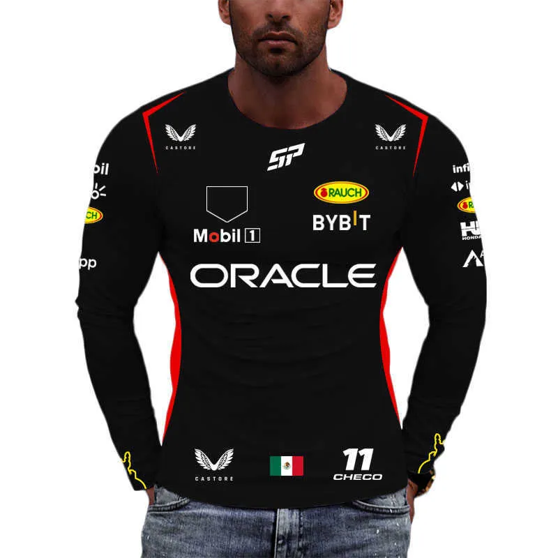 Yopx 2023 mode nya herrt-shirts formel 1 racing team säsong tjur män långärmad sport kvinnor överdimensionerade kläder vårröda barn tee skjortor toppar 98dz