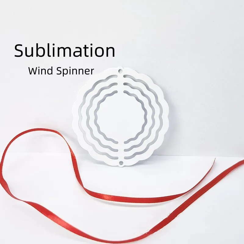 Sublimation Wind Spinner 3 Inch Blanks White Aluminium Metal Wind Chime Festive Pendant Decoration Gifts