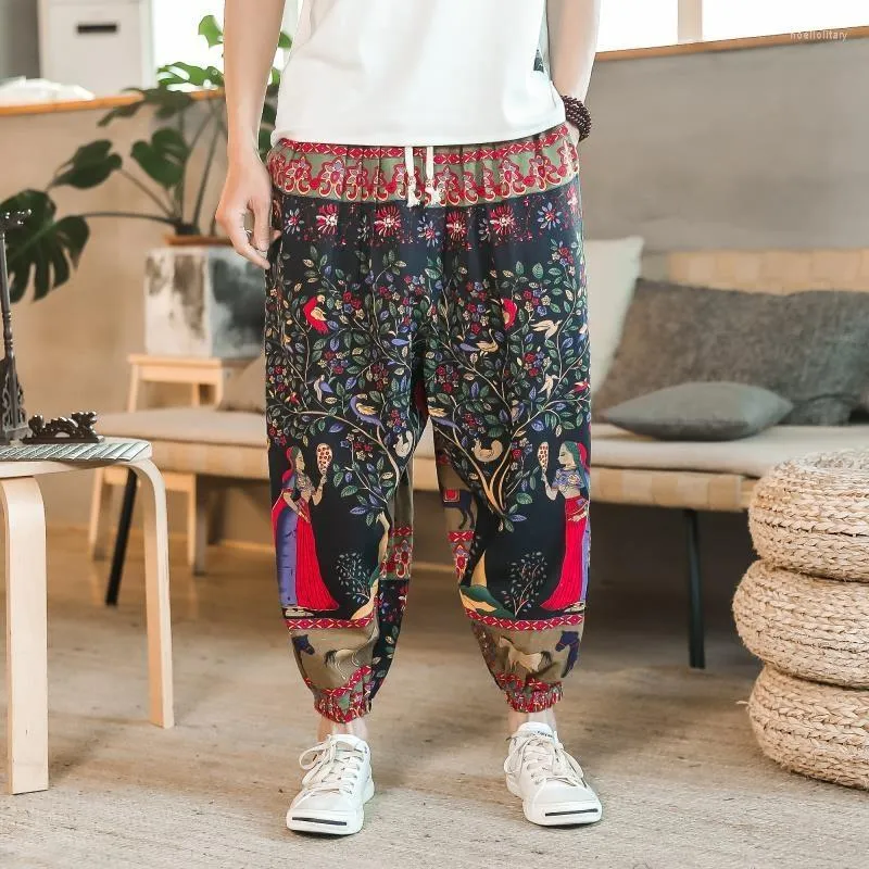 Pantalons pour hommes été hommes taille ample lin jambe lanterne vêtements Y2k Streetwear Cargo homme