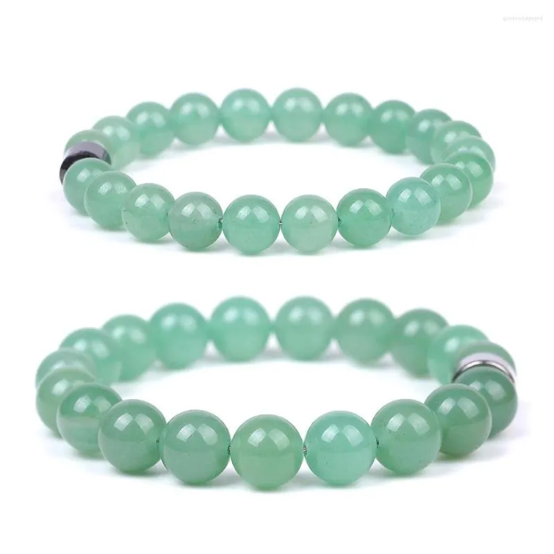 Strand Natural 8mm de pulseira verde de aventurina ajuste para joalheria homens e mulheres DIY apresentam acessórios de hematita de amuleto