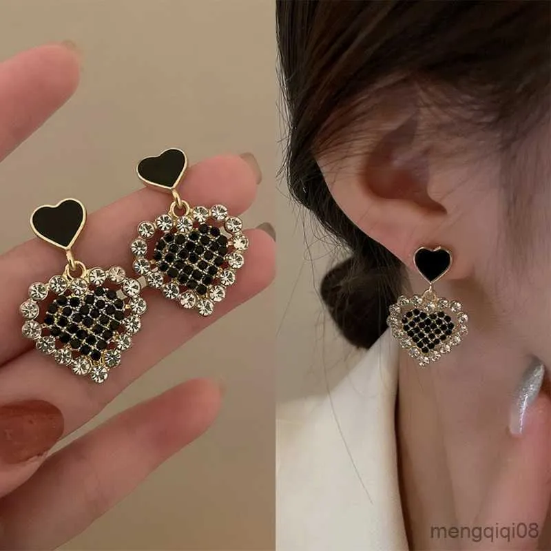 Stud Exquisite Heart Shape Earrings For Women Shining Zircon Love Pearl Earring Girl Jewelry