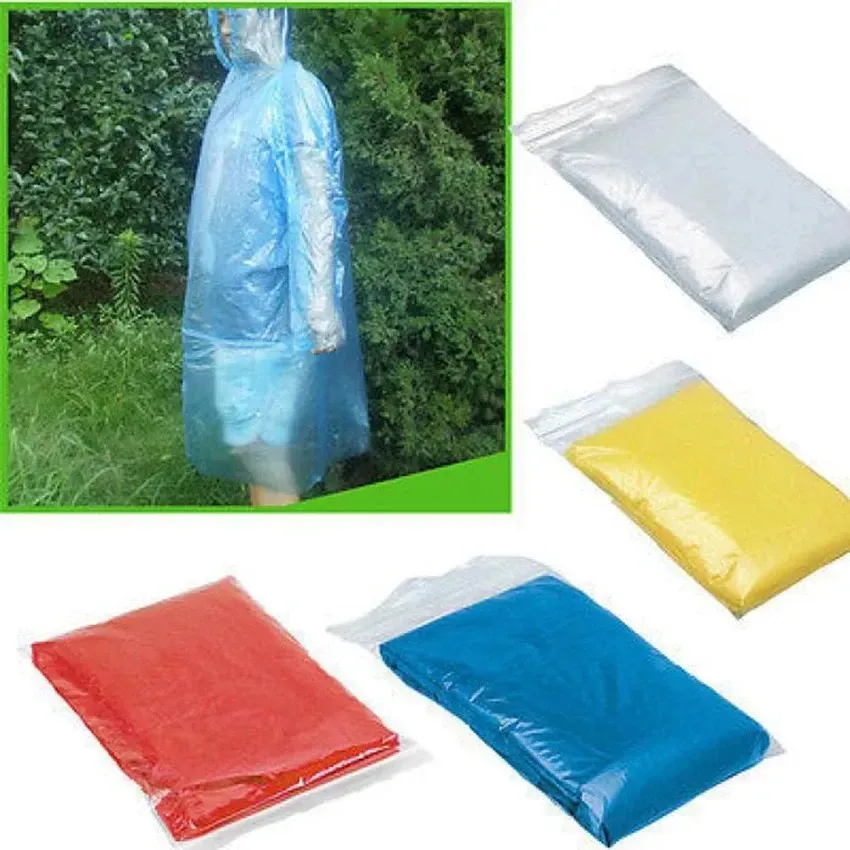 Disposable Raincoat Adult Emergency Waterproof Hood Poncho Travel Camping Must Rain Coat Unisex One-time Emergency Rainwear 500pcs