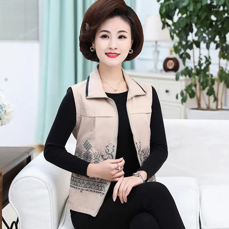 Gilets pour femmes printemps automne v tements pour femmes d ge moyen m re g e gilet court gilet femme sans manches veste mince Chaleco Mujer