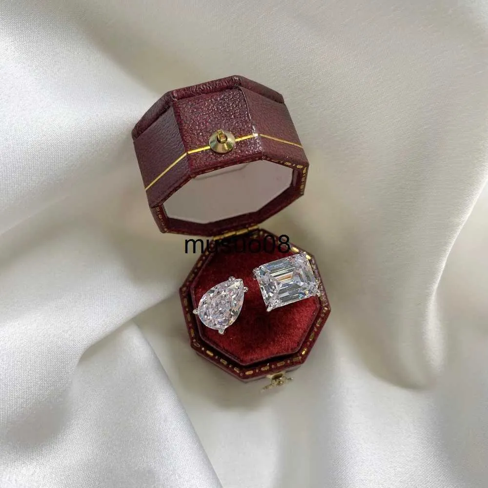 Bandringe Fine Lovers Lab Moissanit Diamantring 925 Sterling Silber Versprechen Verlobung Ehering Ringe für Männer Party Schmuck Geschenk J230602