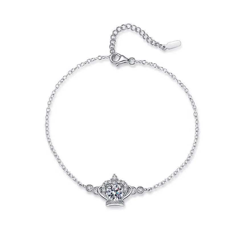 Classic Four Claw Moissanite Crown Bracelet Women's S925 Sterling Silver Ornament d Color 1ct One Piece Oem Direct Sales