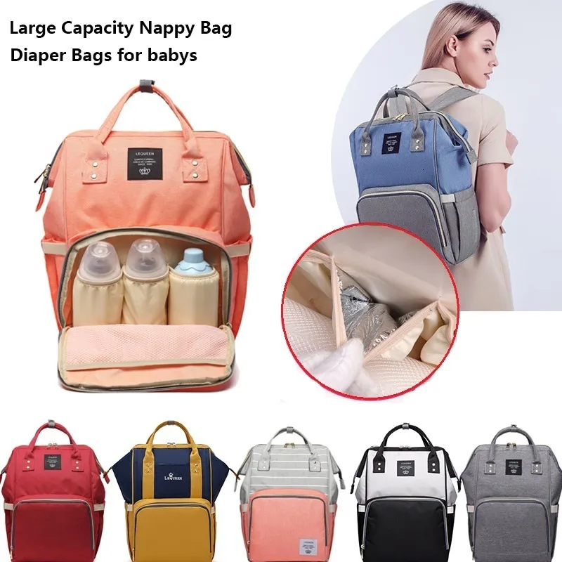 DIAPER Väskor Lequeen stor kapacitet Fashion Mommy Bag Maternity Nappy Travel Backpack Nursing for Baby Care Womens 230601