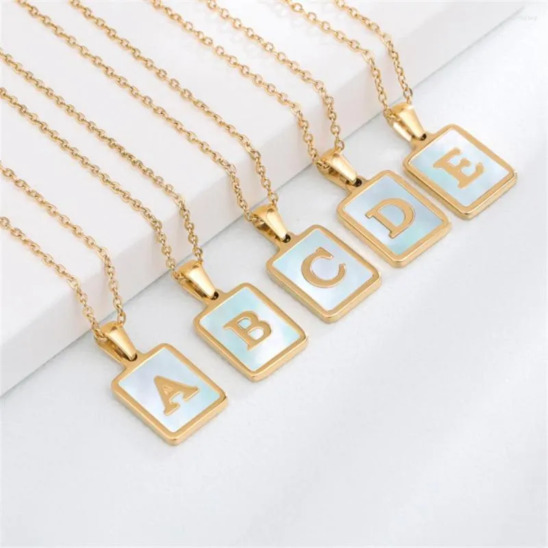Pendant Necklaces A-Z 26 Letters Necklace Initials Square For Women Men Temperament Metal Collar Chain Jewelry Accessories Lover Gift