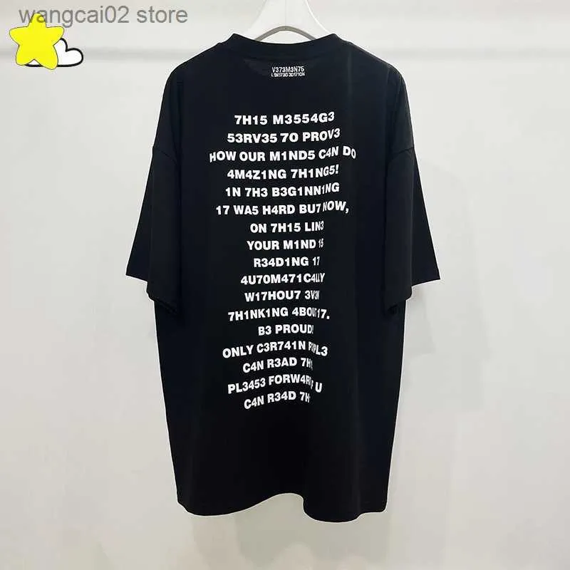 Heren T-Shirts 23SS Zwart Streetwear Volledige Letters Print VETEMENTS T-shirt Mannen Vrouwen Katoen High Street VTM Tee Top Inside Tags Oversized T230602