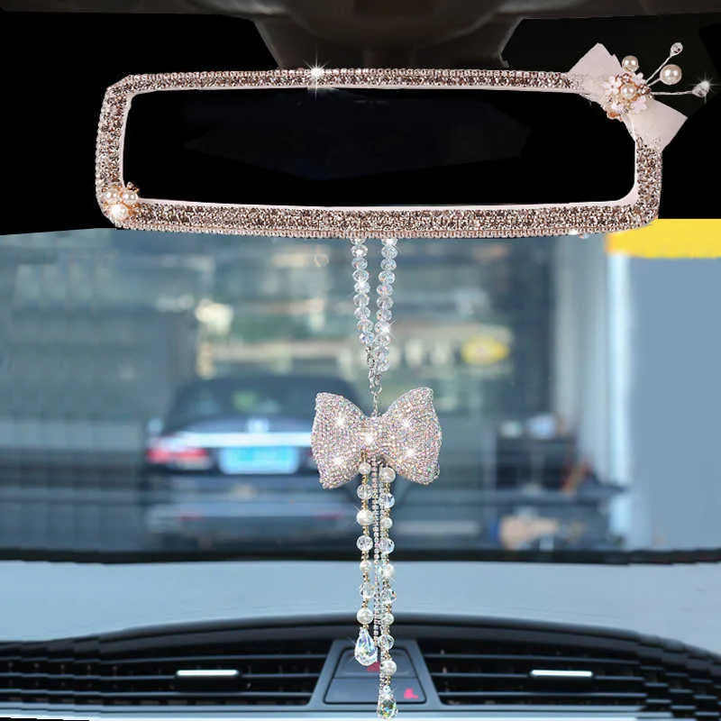 Neue Kreative Strass Bowknot Auto Innenspiegel Abdeckung Dekor