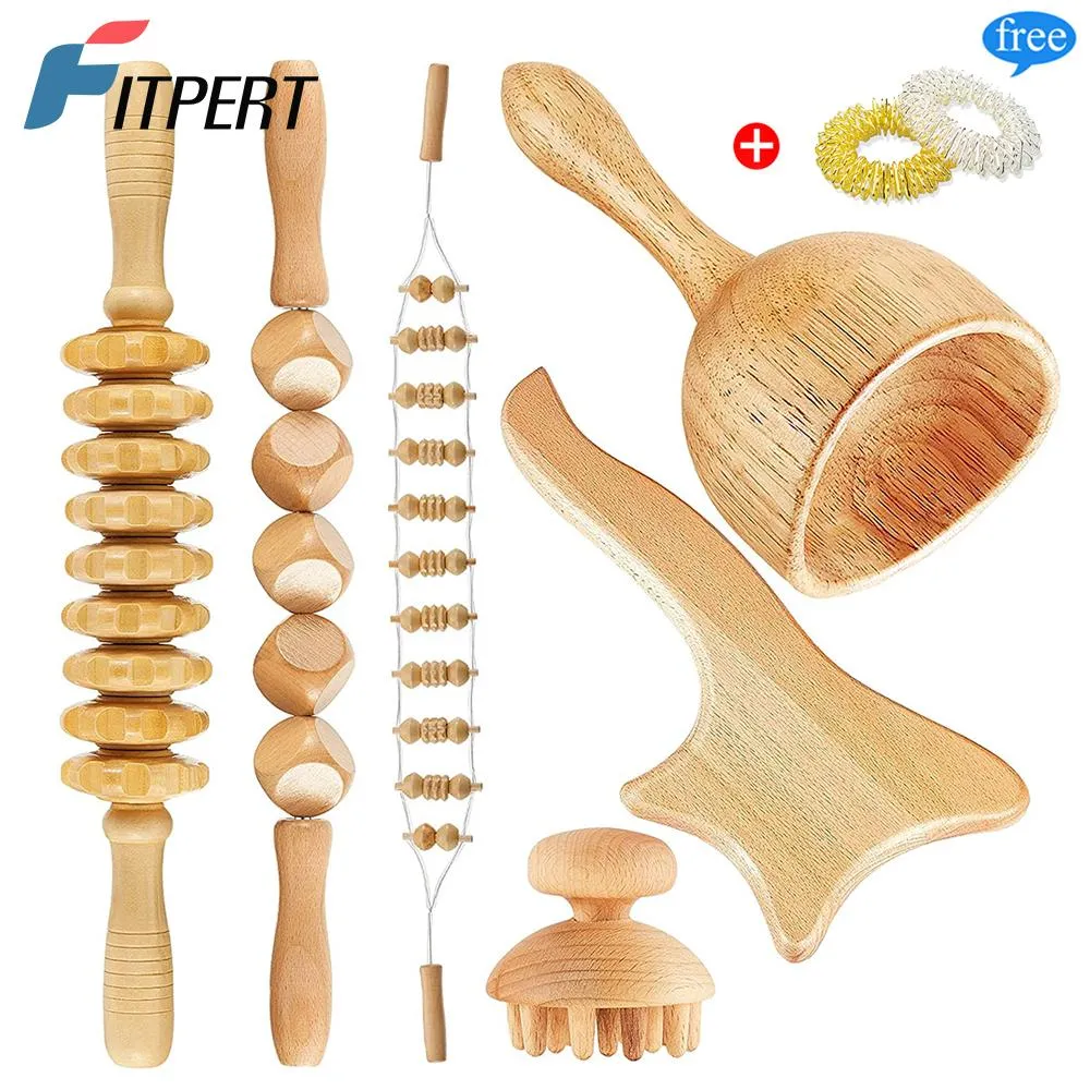 Massager 1 Set Wood Therapy Massage Tools Maderoterapia Kit Home Wood Massager Roller Wood Gua Sha Roller Manual Wooden Fascia Massage