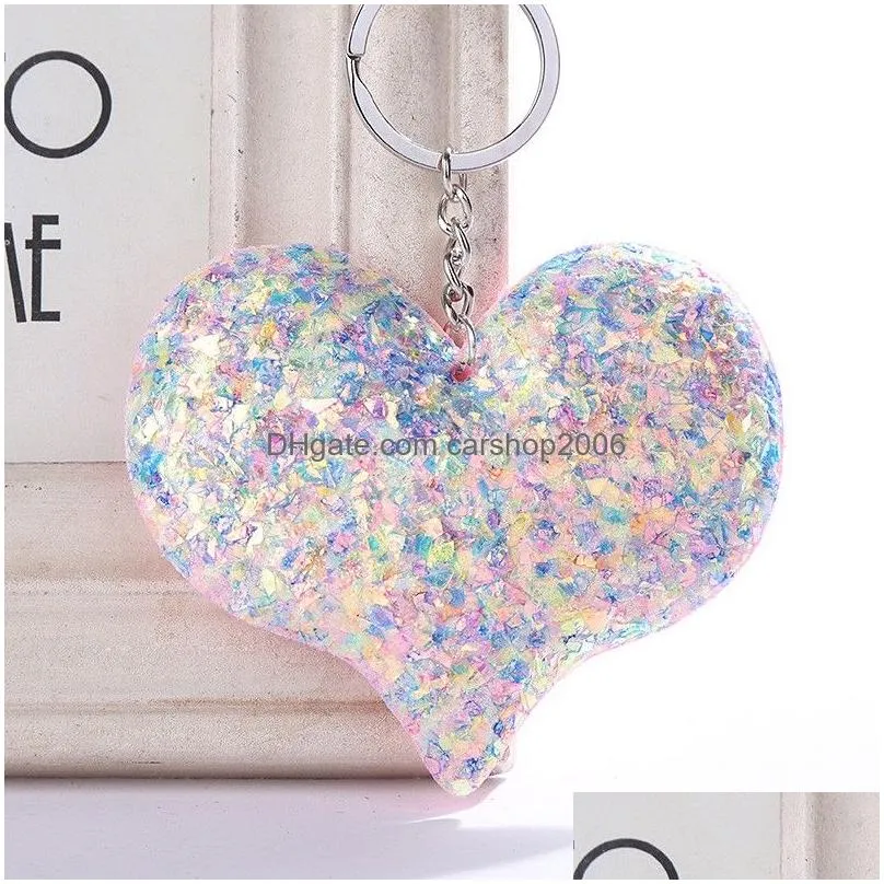 Porte-clés Mode Paillettes Paillettes Porte-clés Mignon Chaîne En Forme De Coeur Femmes Filles Sac À Main Pendentif Suspendu Porte-clés Drop Delivery Bijoux Dhhmo