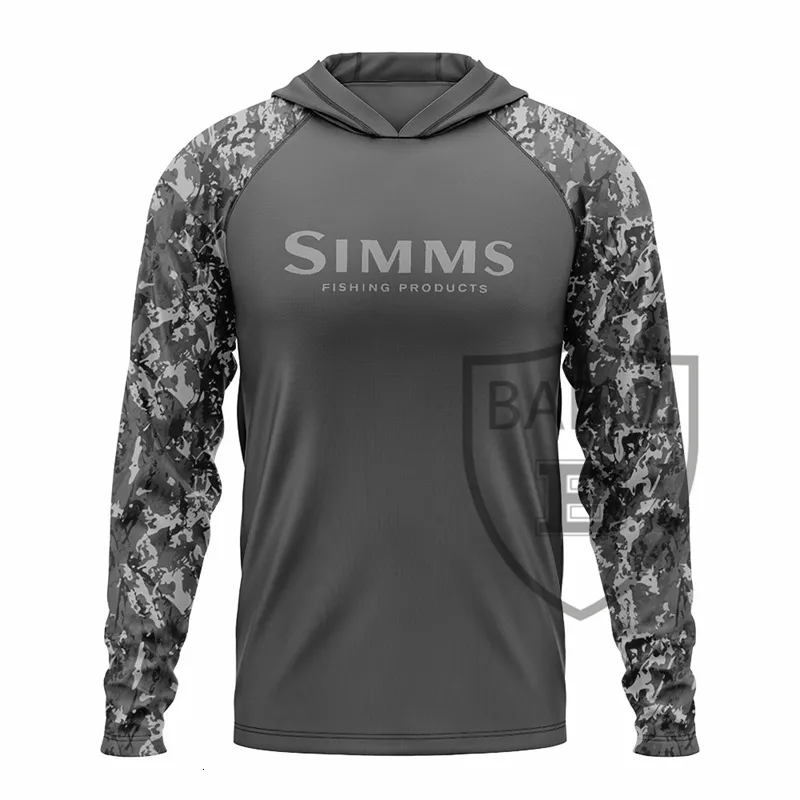 SIMMS Mens Long Sleeve Hooded Fishing Team Spirit T Shirt UPF 50