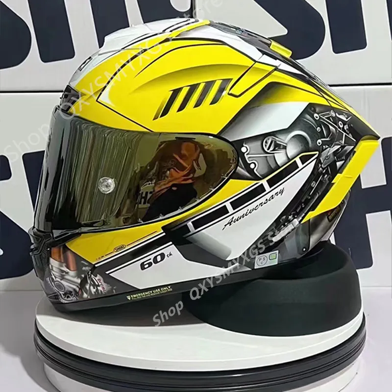 Caschi da ciclismo Casco SHOEI X14 X Fourteen R1 60th Aniversary Edition Yellow Full Face Racing Motorcycle Casco De Motocicleta 230601