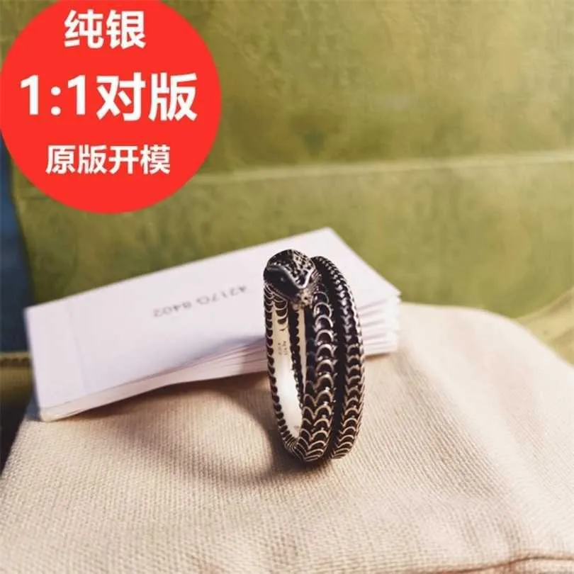New 2023 designer jewelry bracelet necklace 925 old spirit snake couple's same pair of personalized index finger ring