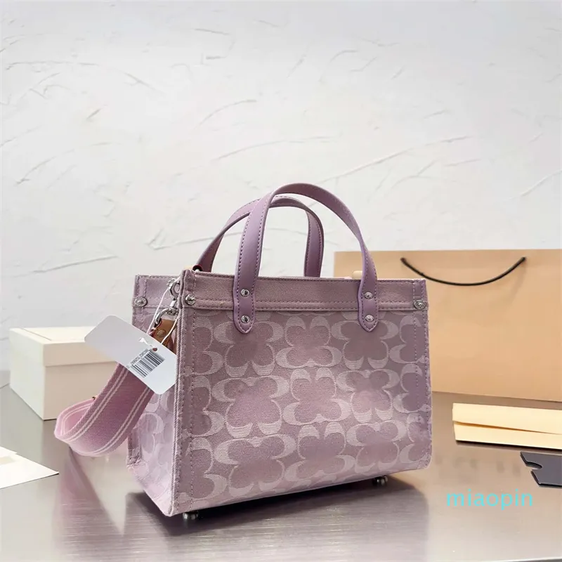 2023-Designer Tote Bag Women Canvas Handbag Classical Fashion Field Totes Large Capacity Shoulder Shopping Bags Available in Blue Purple Colors