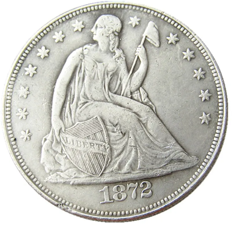 US 1872 P/CC/S Seduto Liberty Dollar Copia della moneta placcata in argento