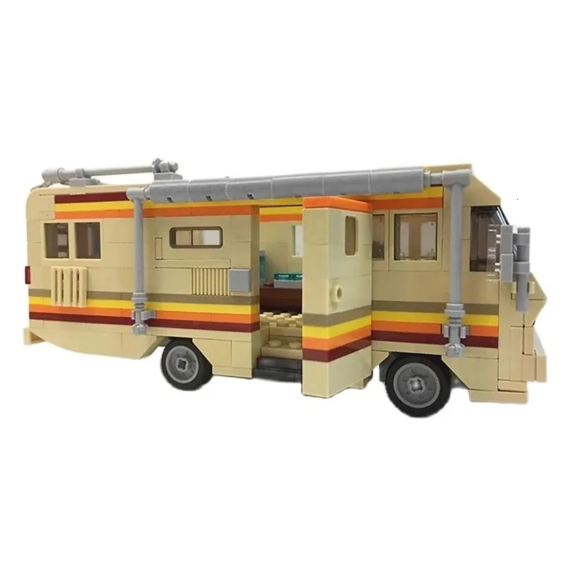 Akcesoria części wózka Bluk Breaking Bad RV The Krystal Ship Movie RV Trail Truck Model kompatybilny z Lego MOC17836 Prezent dla dzieci 230601