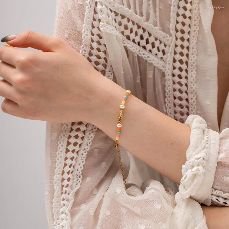 Ketten Böhmen Perlen Halskette Armbänder Frauen Bunte Perlen Gold Kette Mode Shell Perle Kein Verblassen Schmuck Boho_voghion.com