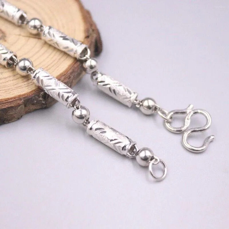 Chaînes collier en argent sterling 925 véritable tube floral de 5,0 mm avec chaîne à maillons de perles 22 "L