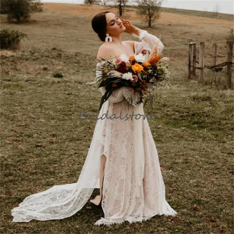 sachin and babi light blue dress Champagne Wedding Dress with Sleeves - Sparkling Nude A-Line with Floral Appliqués and Elegant Bows main image 1