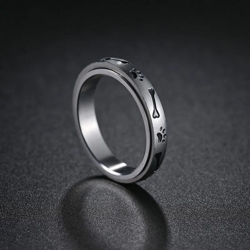 4MM Anxiety Ring For Women Men Moon Fidgets Rings Trend Punk Rings Jewelry Stainless Steel Anti Stress Ring Rotate Gift