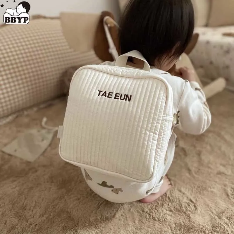 Backpacks Soild Color kids Embroidery Name Backpack Toy School Bag Childrens Gifts Baby Kindergarten Student Bags 230601