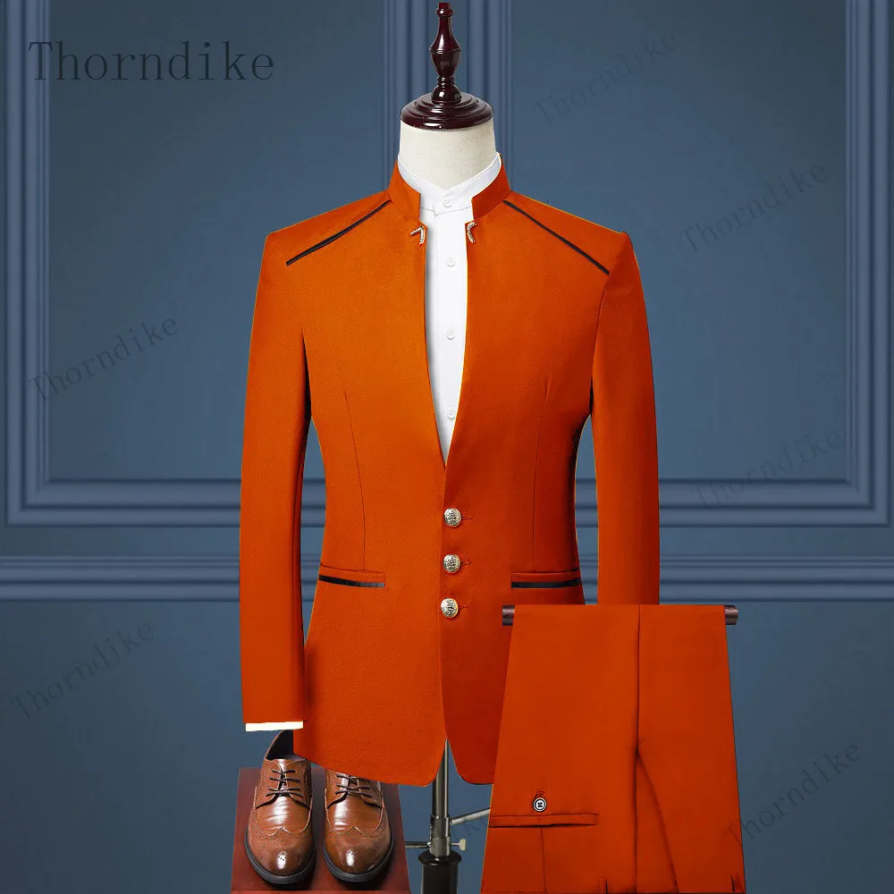 Trajes De Hombre Blazers Thorndike Traje De Hombre Estilo Chino Stand