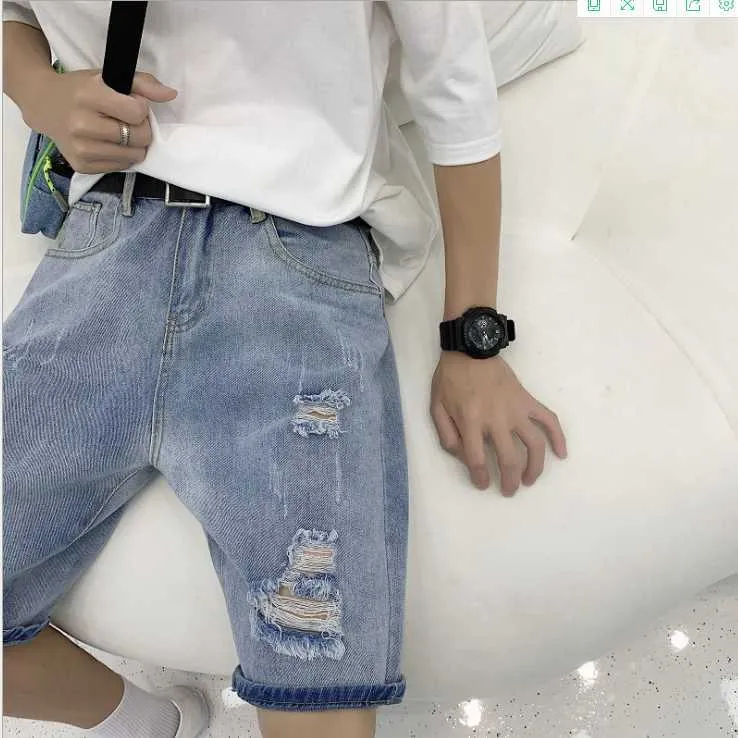 Hot Sale High Quality Men Shorts Korean Streetwear Jeans Shorts Straight Wide Leg Denim Shorts Fashion Man Casual Oversize Pants