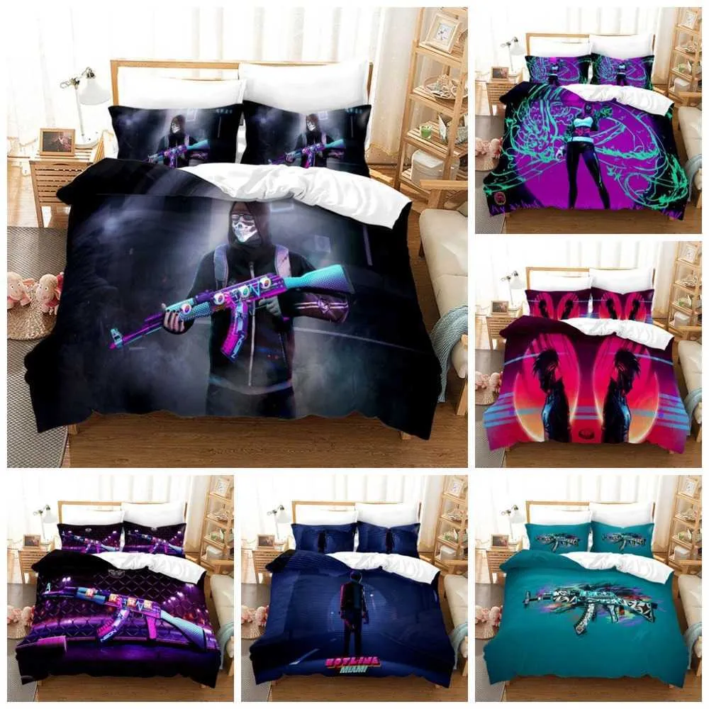 3D Printing AK-47 Neon Knight Bedding Set - Polyester Quilt Cover with ...